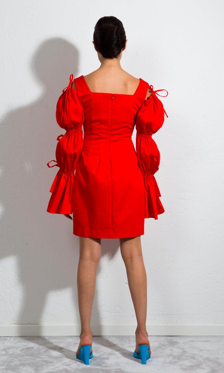 Sara Battaglia Puffed Sleeves Dress