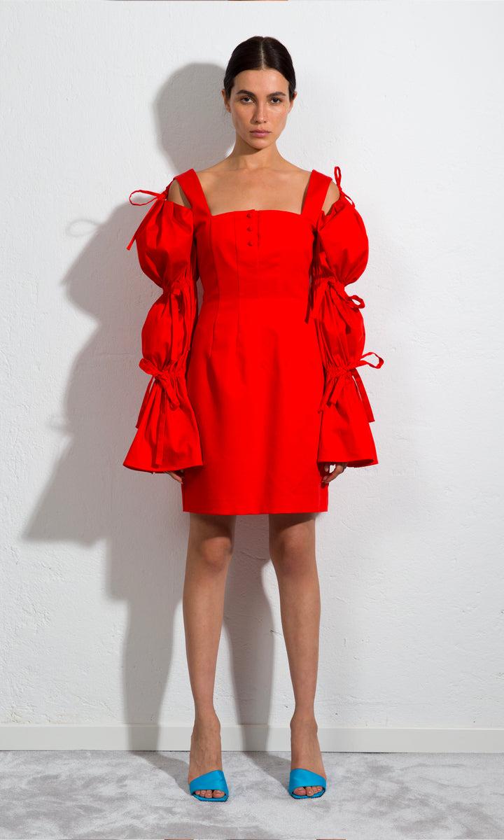 Sara Battaglia Puffed Sleeves Dress