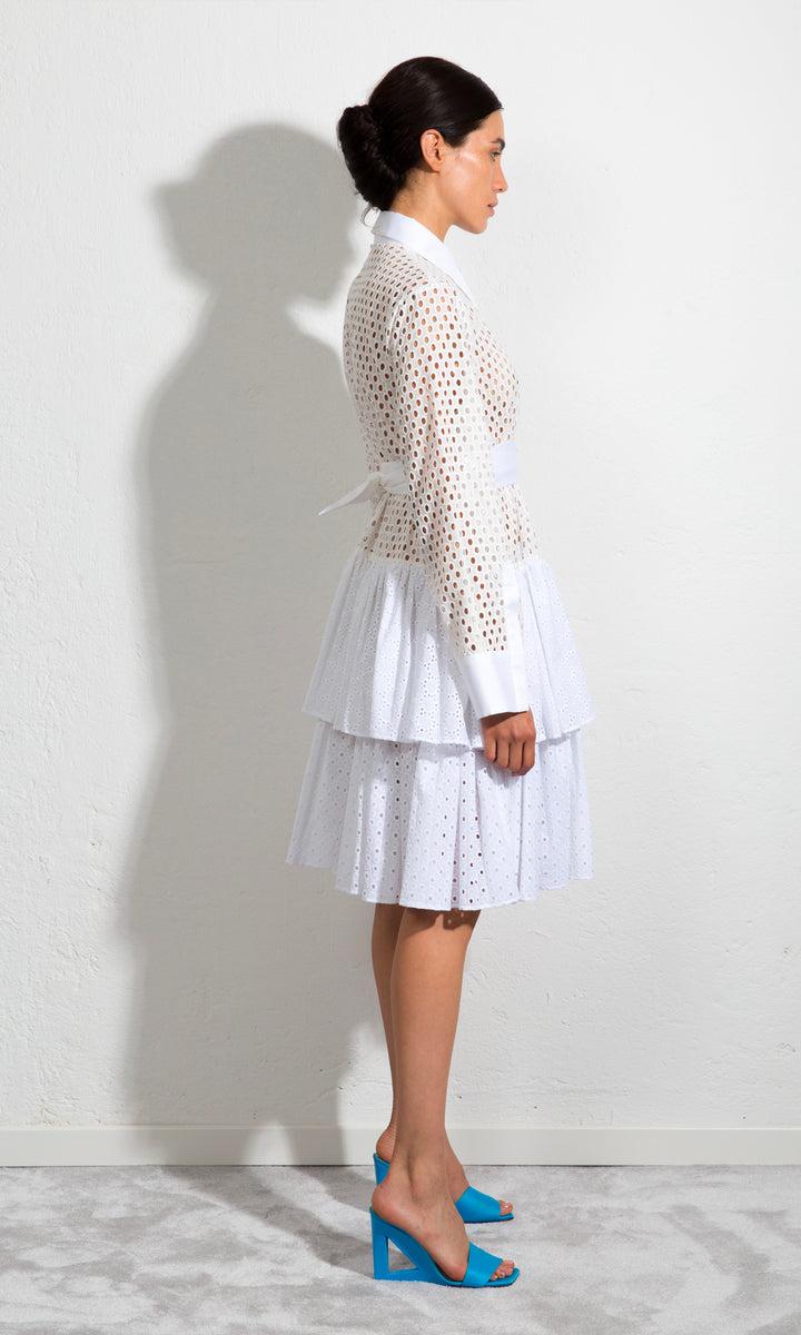 Sara Battaglia Ruffle Midi Dress