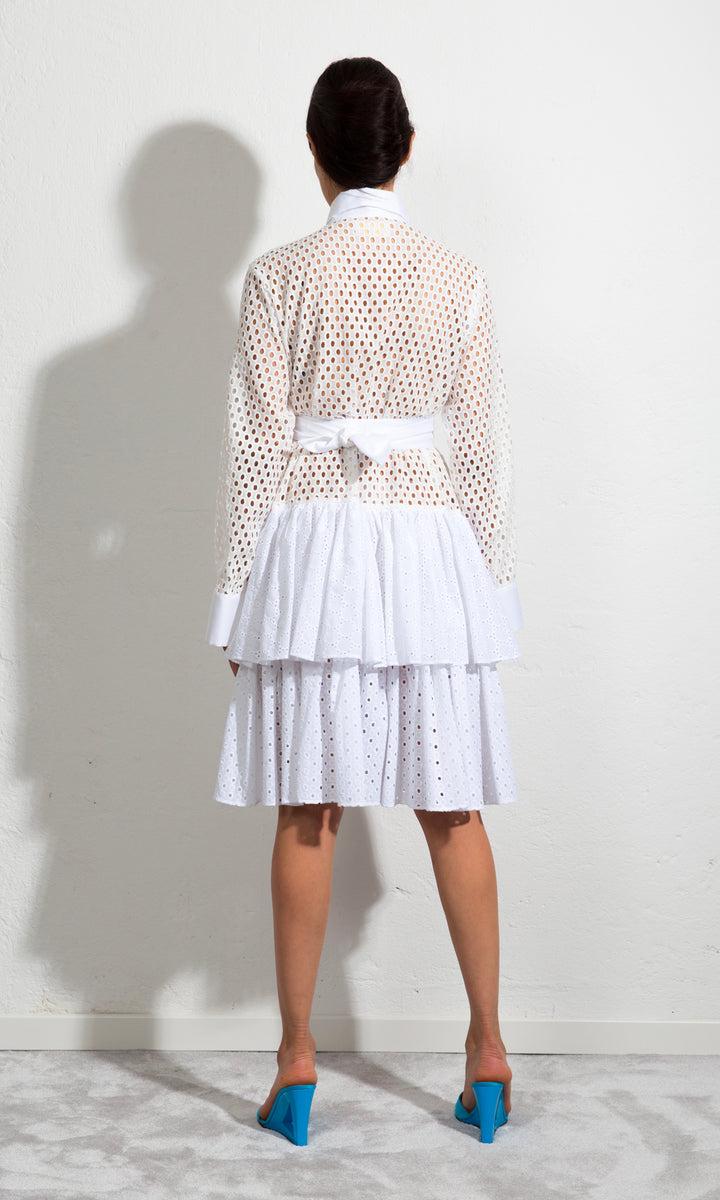 Sara Battaglia Ruffle Midi Dress