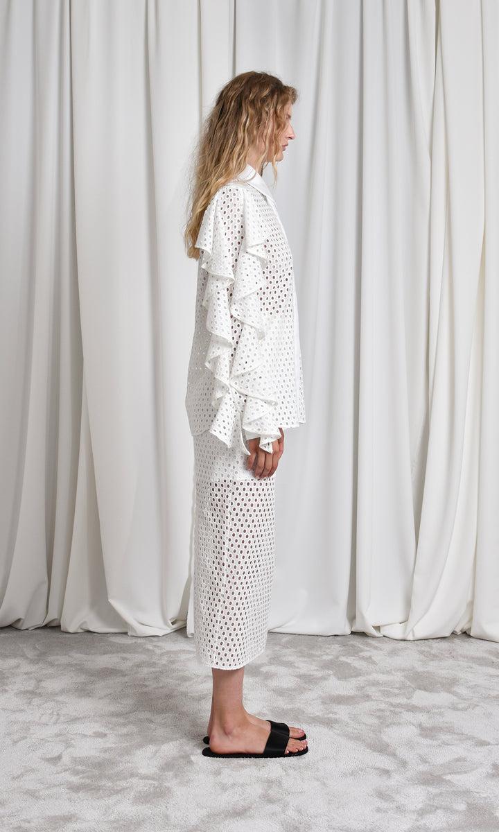 Sara Battaglia Ruffle Sleeve Shirt