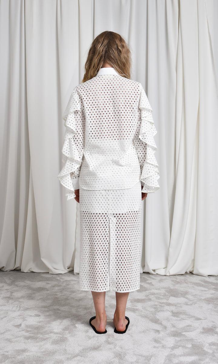 Sara Battaglia Ruffle Sleeve Shirt