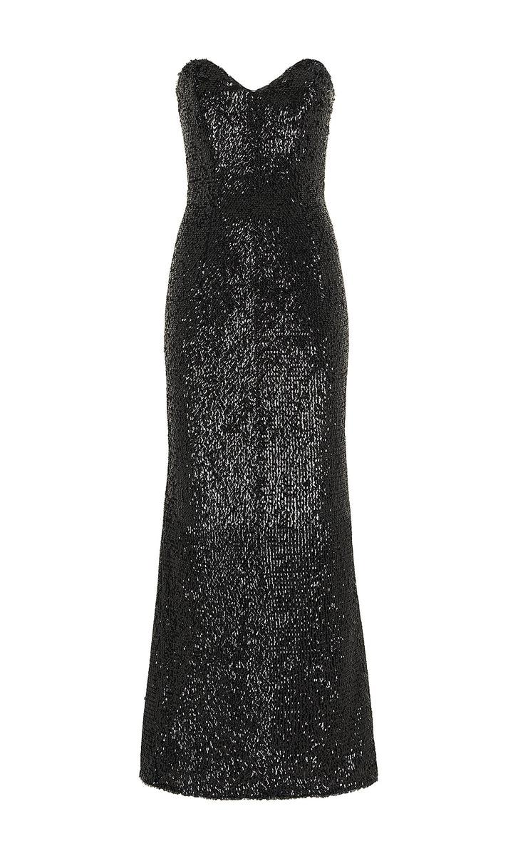 Sara Battaglia Sequins Sweetheart Neckline Dress