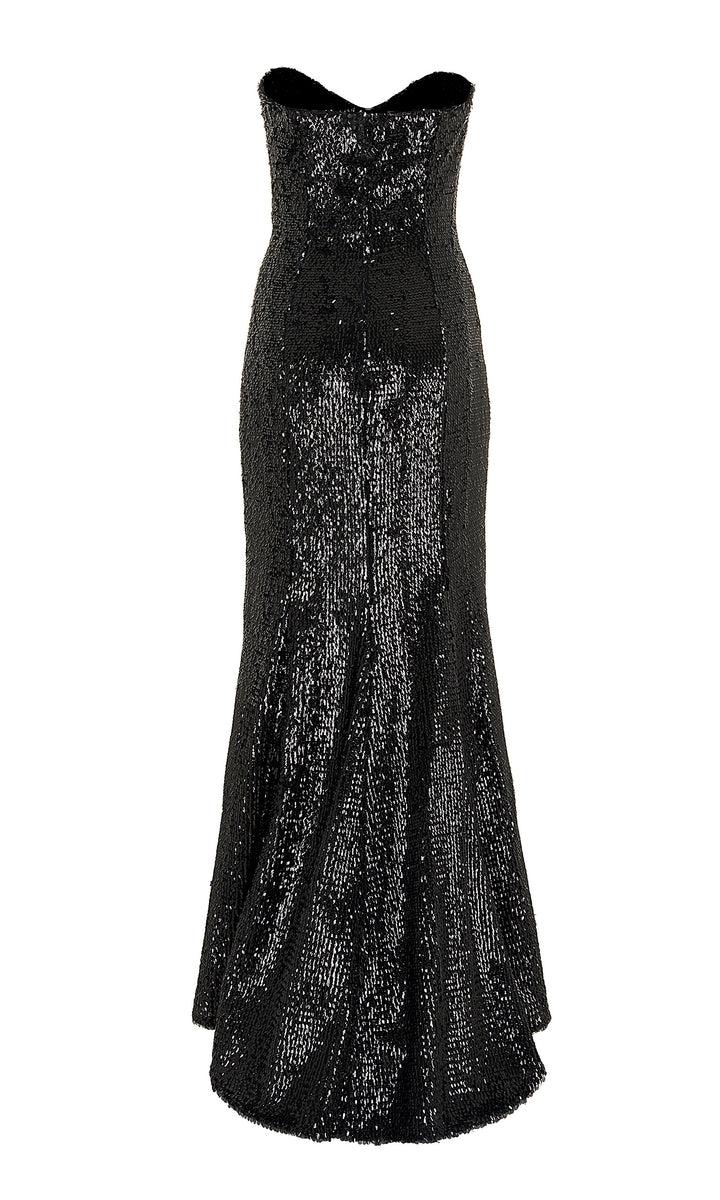 Sara Battaglia Sequins Sweetheart Neckline Dress