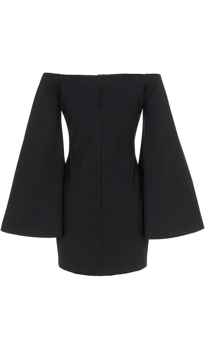 Sara Battaglia Wide Sleeves Jersey Mini Dress