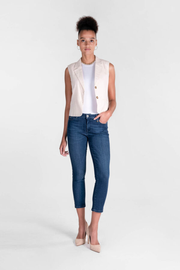 Sartoria Tramarossa JEANS BIANCA CAPRI SKINNY IN DENIM STRETCH BLU MEDIO