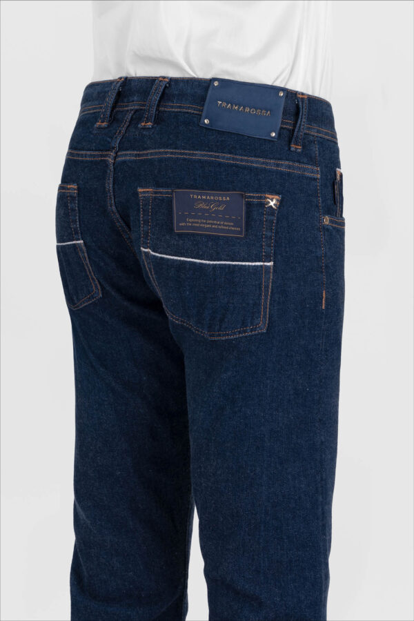 Sartoria Tramarossa JEANS LEONARDO BUTTONS REGULAR BLUE GOLD IN DENIM BLU SCURO