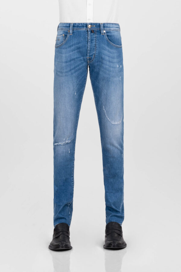 Sartoria Tramarossa JEANS LEONARDO BUTTONS REGULAR BLUE GOLD IN DENIM BLU MEDIO