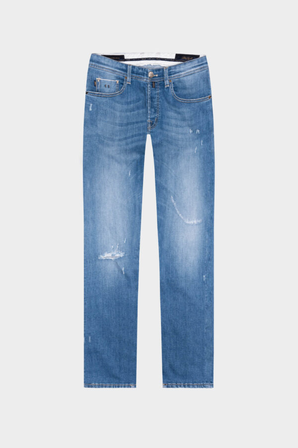 Sartoria Tramarossa JEANS LEONARDO BUTTONS REGULAR BLUE GOLD IN DENIM BLU MEDIO