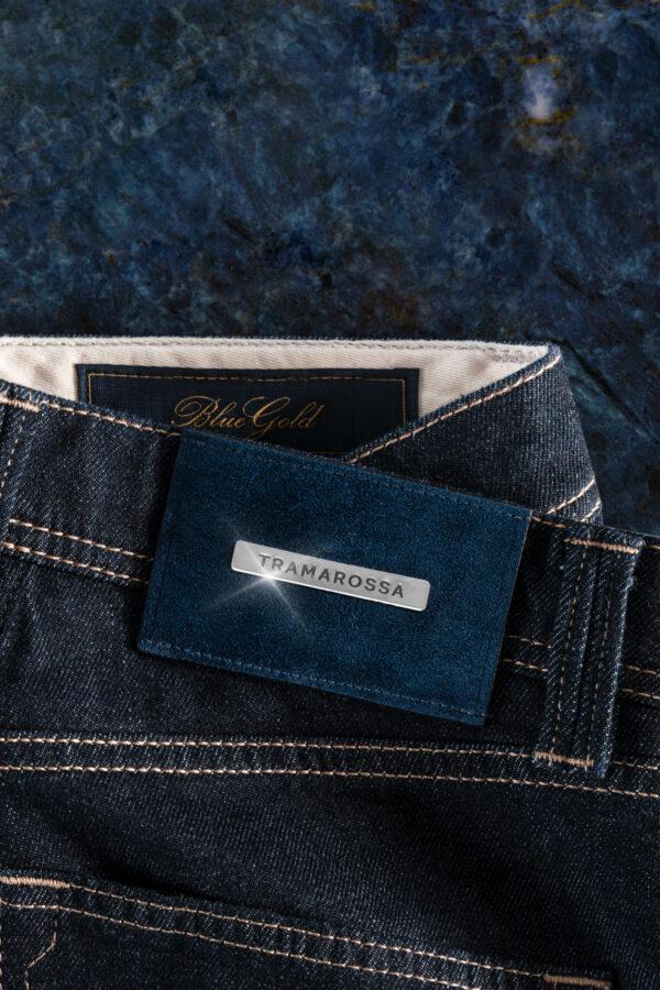 Sartoria Tramarossa JEANS LEONARDO BUTTONS REGULAR IN DENIM ARGENTO 925 BLU SCURO