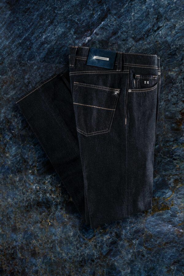 Sartoria Tramarossa JEANS LEONARDO BUTTONS REGULAR IN DENIM ARGENTO 925 BLU SCURO