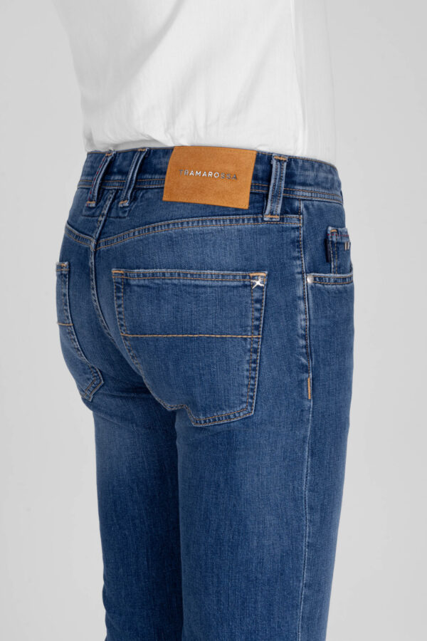 Sartoria Tramarossa JEANS LEONARDO BUTTONS REGULAR IN DENIM BLU MEDIO