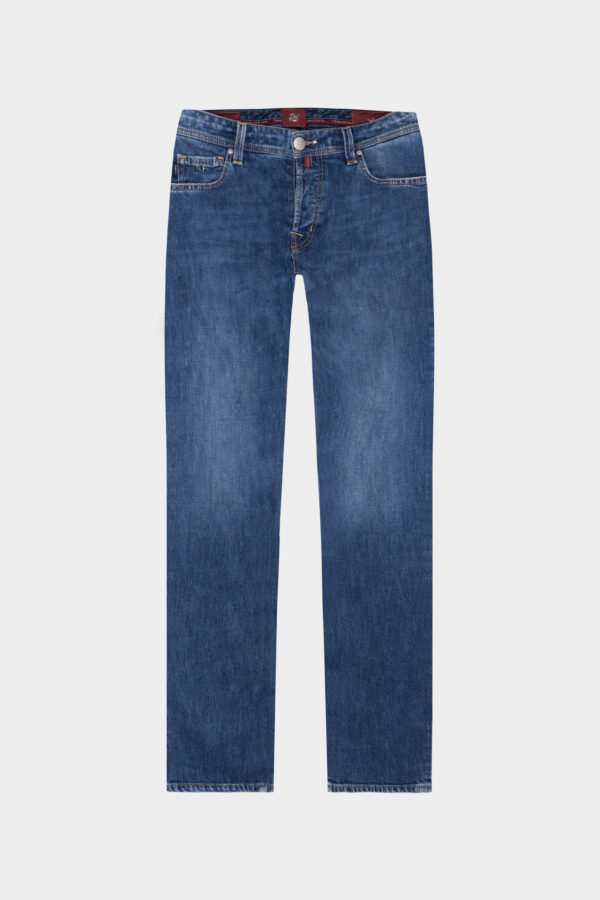 Sartoria Tramarossa JEANS LEONARDO BUTTONS REGULAR IN DENIM BLU MEDIO