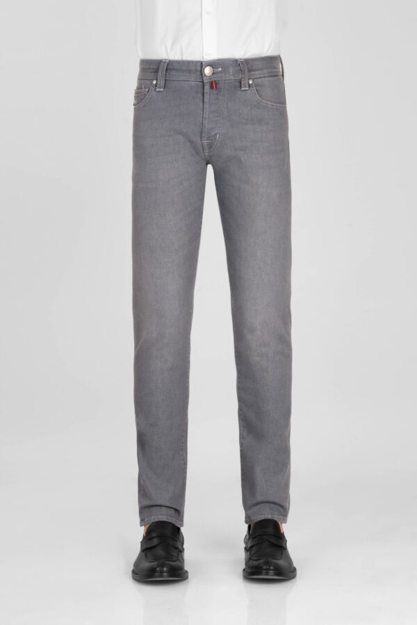Sartoria Tramarossa JEANS LEONARDO BUTTONS REGULAR IN DENIM GRIGIO