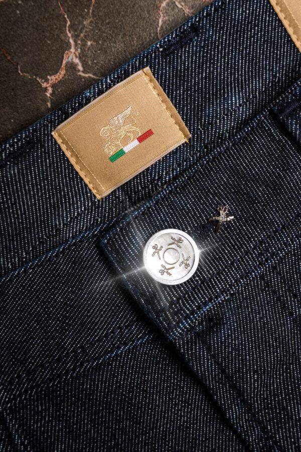 Sartoria Tramarossa JEANS LEONARDO ZIP REGULAR IN DENIM LIZARD MADREPERLA BLU SCURO