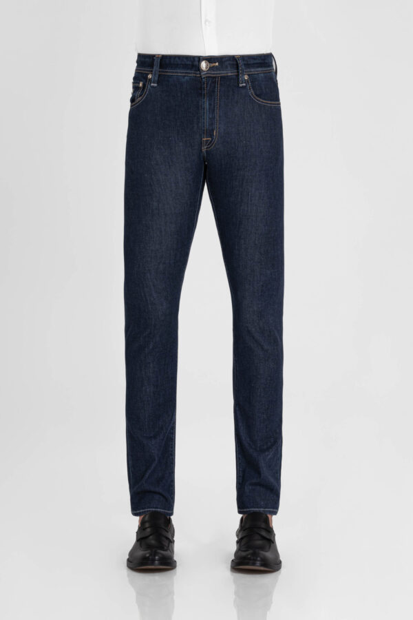 Sartoria Tramarossa JEANS LEONARDO ZIP REGULAR IN DENIM SETA BLU MEDIO