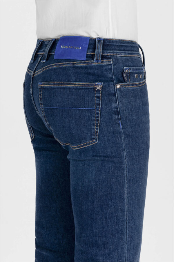 Sartoria Tramarossa JEANS LEONARDO ZIP SS SLIM IN DENIM CON STAMPA INTERNA BLU SCURO