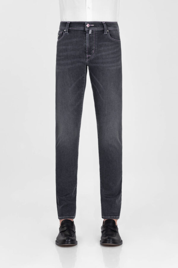 Sartoria Tramarossa JEANS LEONARDO ZIP SS SLIM IN DENIM STRETCH GRIGIO