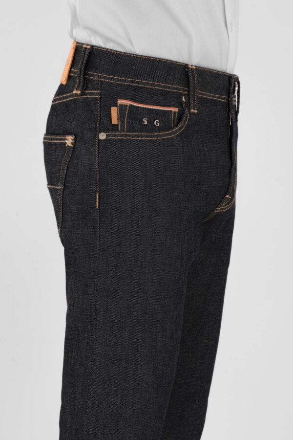 Sartoria Tramarossa JEANS LEONARDO ZIP SS SLIM IN DENIM STRETCH LIZARD MADREPERLA BLU SCURO