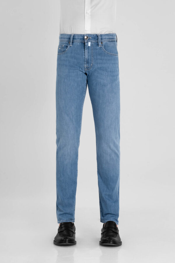 Sartoria Tramarossa JEANS MICHELANGELO ZIP REGULAR IN DENIM LEGGERO BLU CHIARO