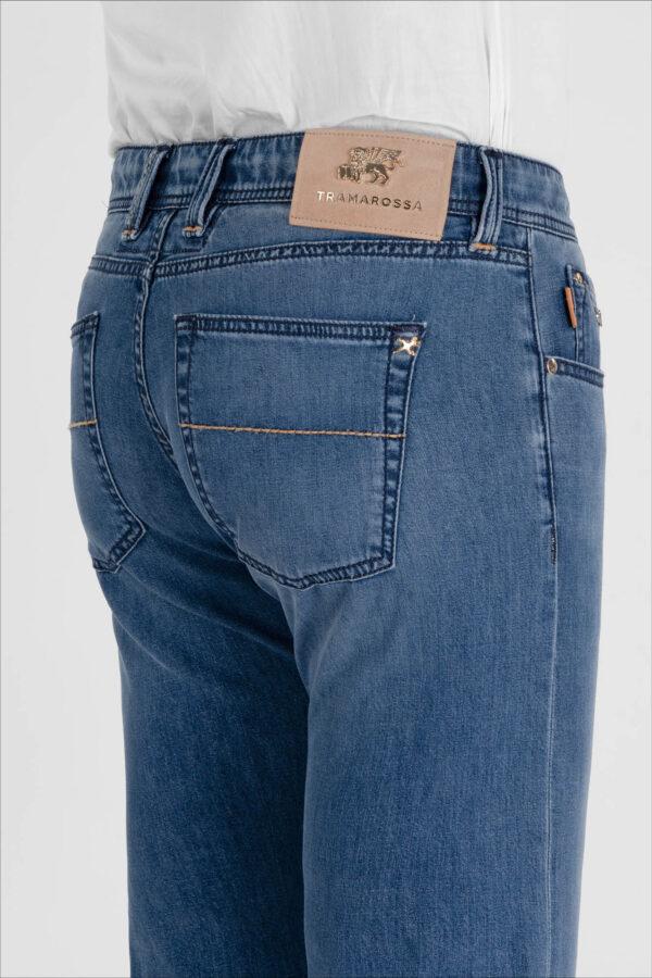 Sartoria Tramarossa JEANS MICHELANGELO ZIP REGULAR IN DENIM SETA BLU MEDIO
