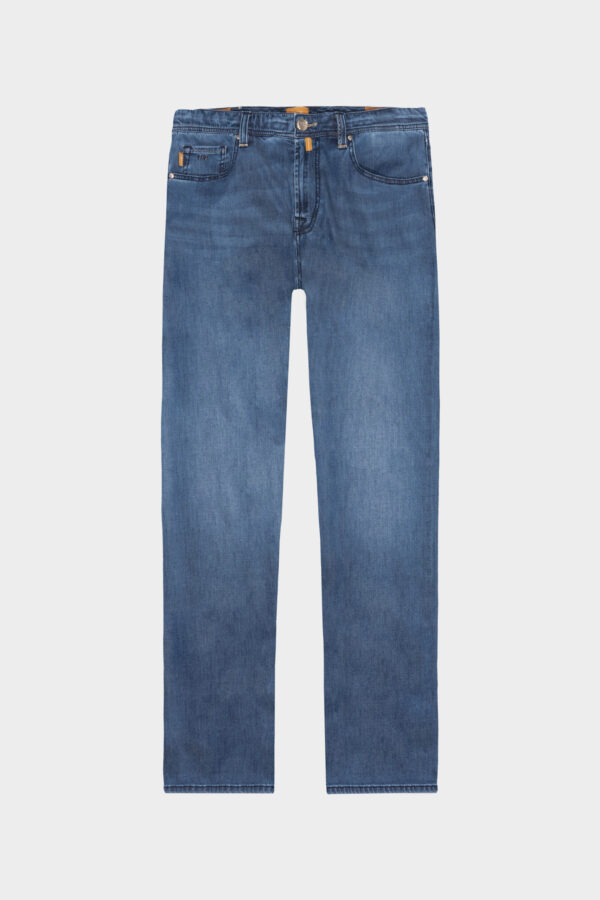 Sartoria Tramarossa JEANS MICHELANGELO ZIP REGULAR IN DENIM SETA BLU MEDIO