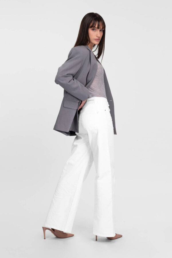 Sartoria Tramarossa JEANS MONICA WIDE WIDE LEG IN BULL DI COTONE BIANCO