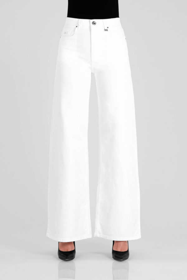 Sartoria Tramarossa JEANS MONICA WIDE WIDE LEG IN BULL DI COTONE BIANCO