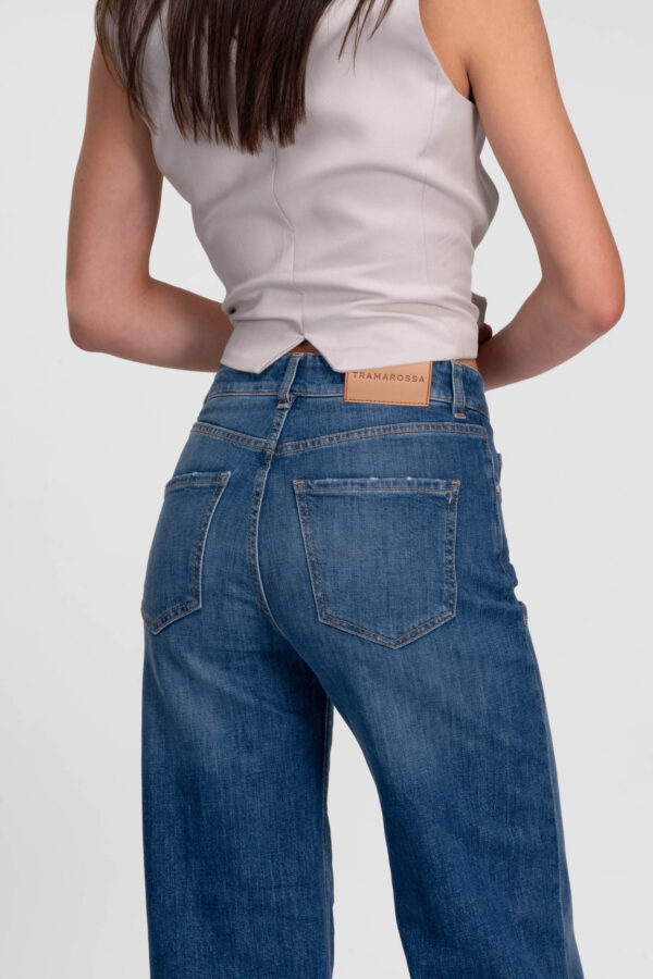 Sartoria Tramarossa JEANS MONICA WIDE WIDE LEG IN DENIM BLU MEDIO