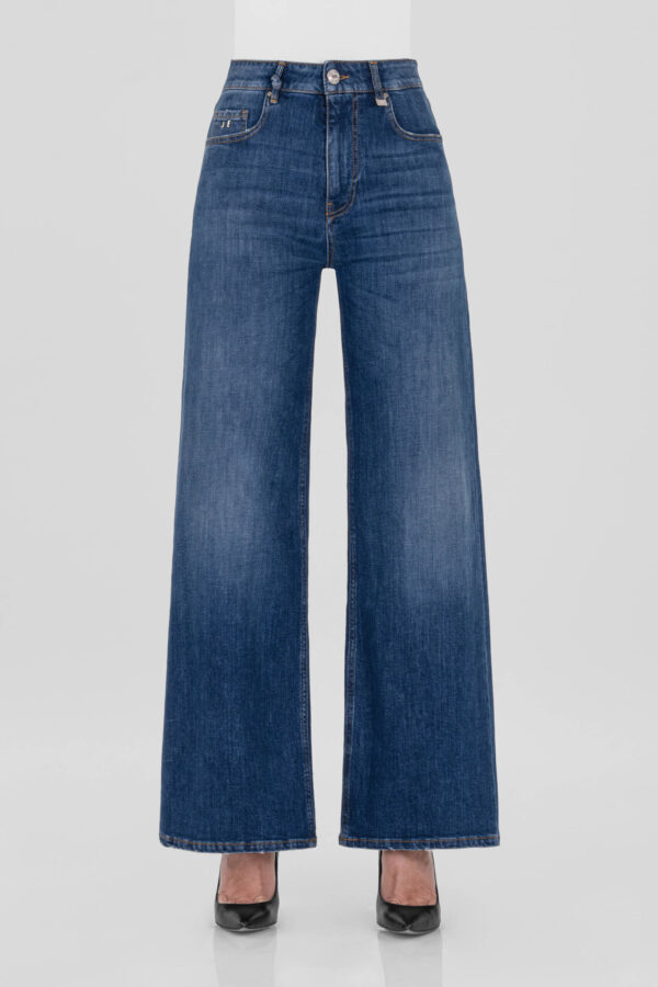 Sartoria Tramarossa JEANS MONICA WIDE WIDE LEG IN DENIM BLU MEDIO