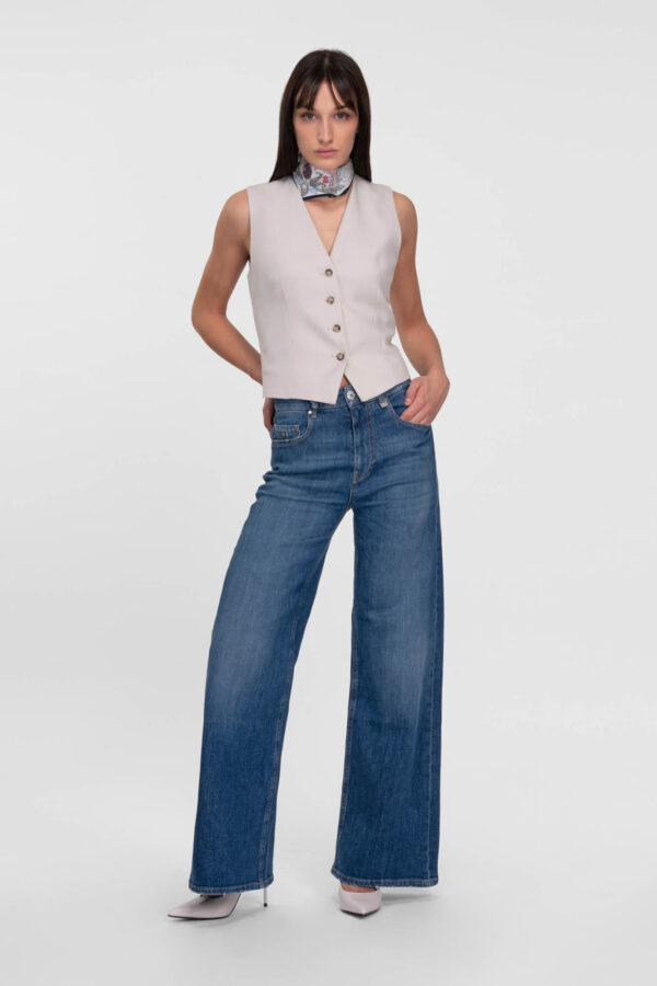 Sartoria Tramarossa JEANS MONICA WIDE WIDE LEG IN DENIM BLU MEDIO