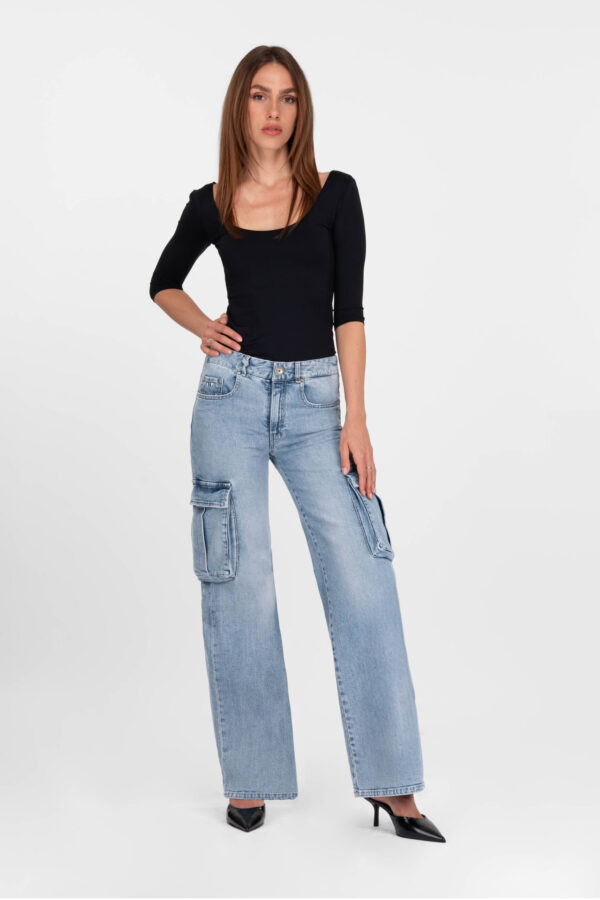 Sartoria Tramarossa JEANS PETRA WIDE LEG IN DENIM BLU CHIARO