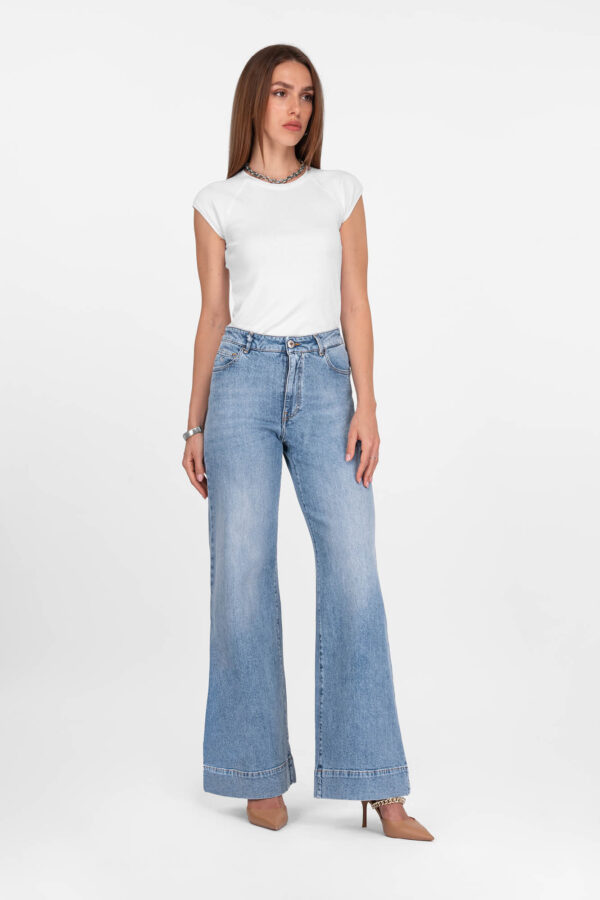 Sartoria Tramarossa JEANS VIOLA WIDE LEG IN DENIM BLU CHIARO
