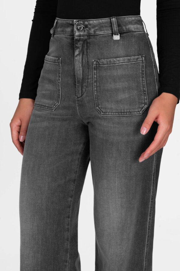 Sartoria Tramarossa JEANS VIRGINIA WIDE LEG IN DENIM NERO