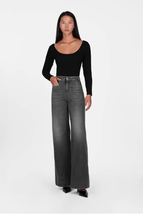 Sartoria Tramarossa JEANS VIRGINIA WIDE LEG IN DENIM NERO