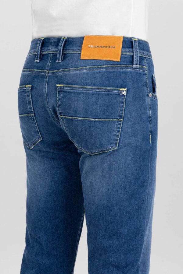 Sartoria Tramarossa MICHELANGELO ZIP SS SLIM MEDIUM BLUE STRETCH DENIM JEANS