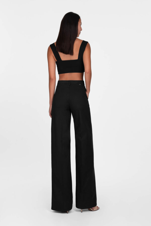 Sartoria Tramarossa PANTALONE AMELIA WIDE LEG IN GABARDINA DI COTONE NERO