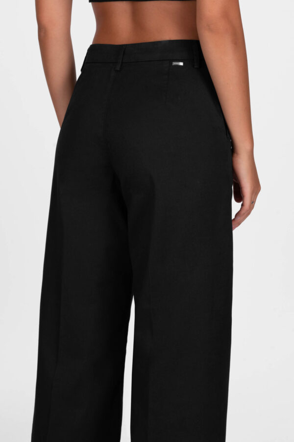 Sartoria Tramarossa PANTALONE AMELIA WIDE LEG IN GABARDINA DI COTONE NERO