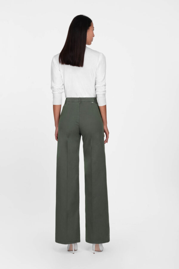 Sartoria Tramarossa PANTALONE AMELIA WIDE LEG IN GABARDINA DI COTONE VERDE