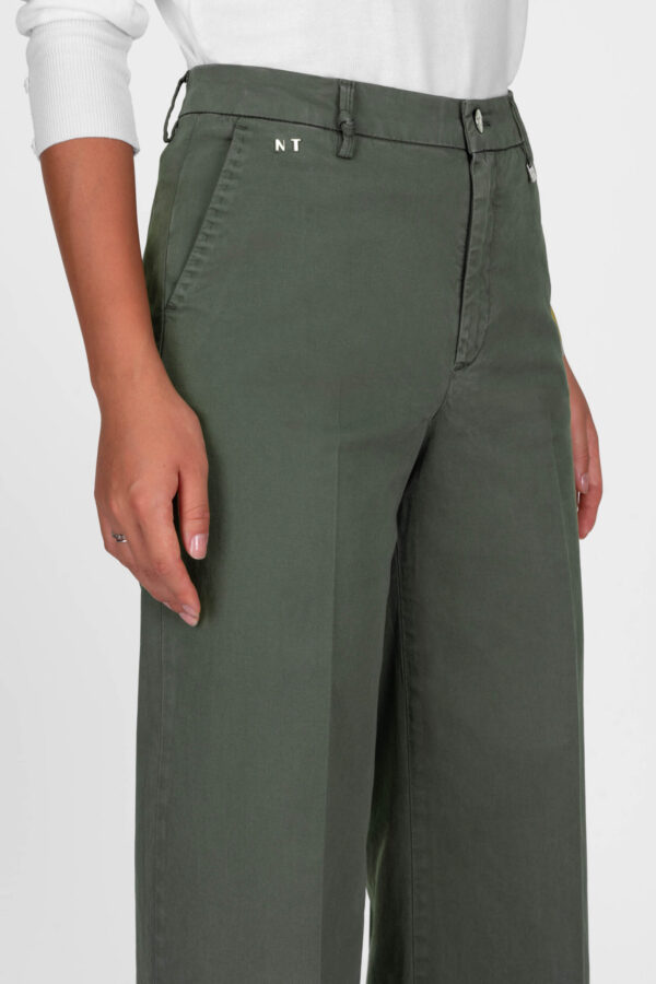 Sartoria Tramarossa PANTALONE AMELIA WIDE LEG IN GABARDINA DI COTONE VERDE