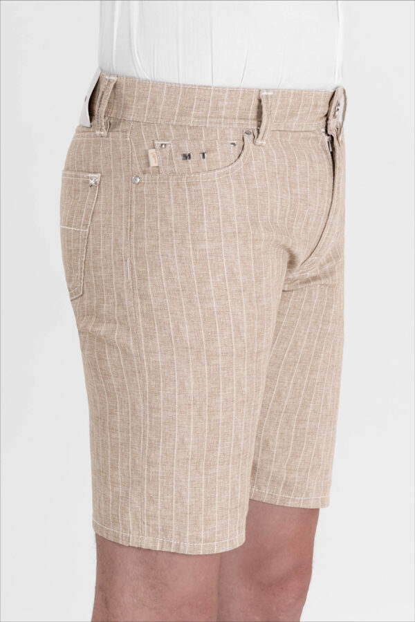Sartoria Tramarossa PANTALONE ASCANIO CORTO IN DENIM STAMPATO BEIGE