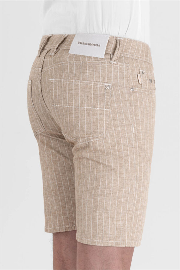 Sartoria Tramarossa PANTALONE ASCANIO CORTO IN DENIM STAMPATO BEIGE