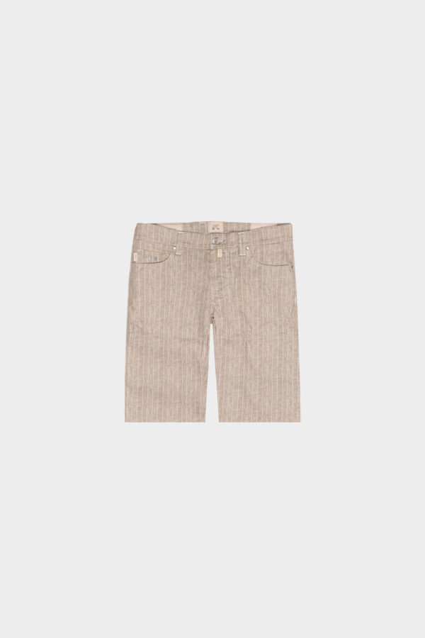 Sartoria Tramarossa PANTALONE ASCANIO CORTO IN DENIM STAMPATO BEIGE