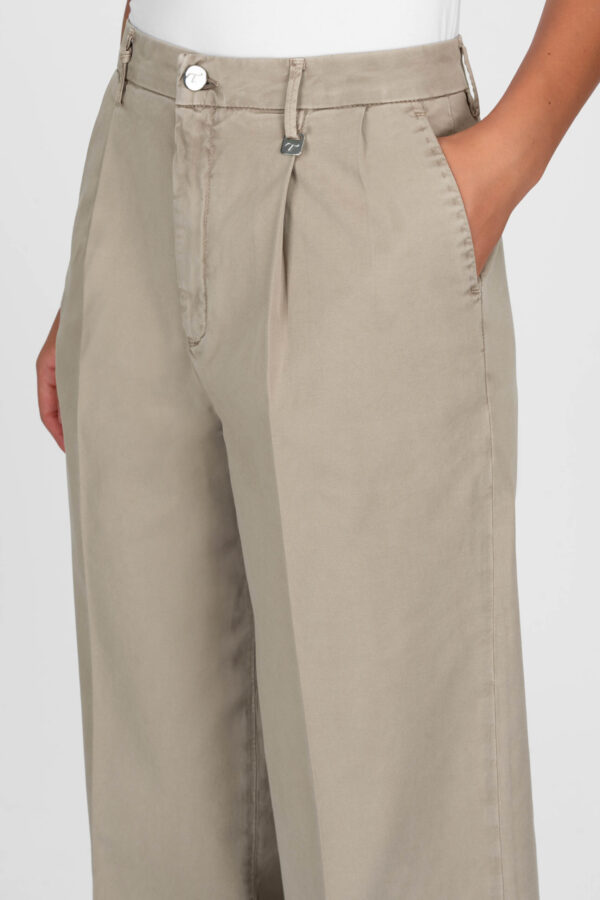 Sartoria Tramarossa PANTALONE AURELIA WIDE LEG GABARDINA DI COTONE SAND