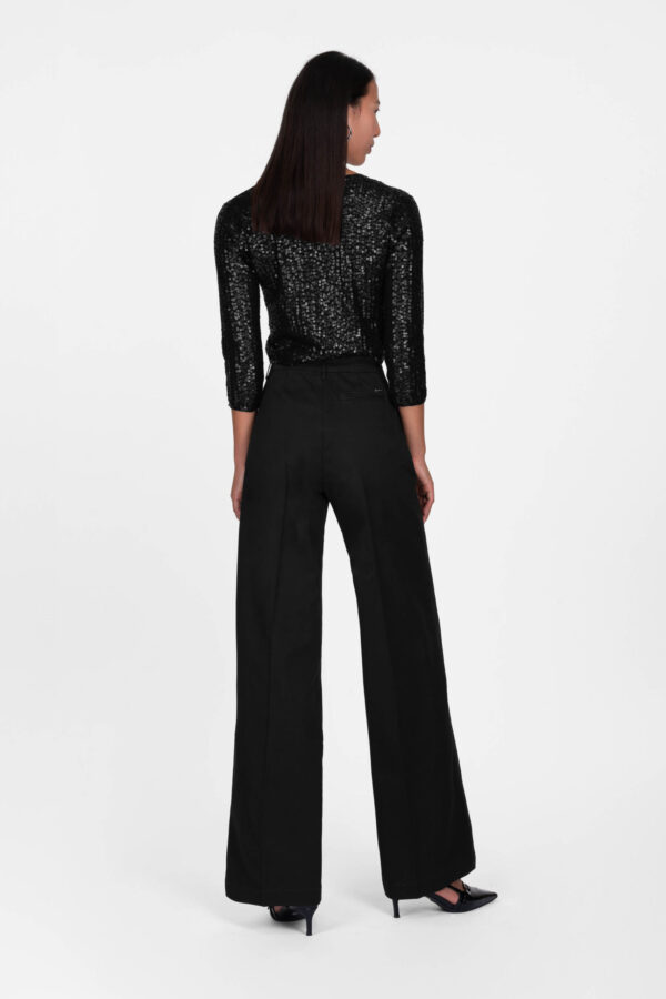 Sartoria Tramarossa PANTALONE AURELIA WIDE LEG IN GABARDINA DI COTONE NERO