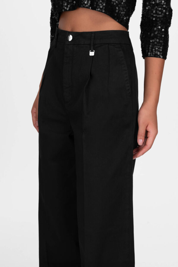 Sartoria Tramarossa PANTALONE AURELIA WIDE LEG IN GABARDINA DI COTONE NERO