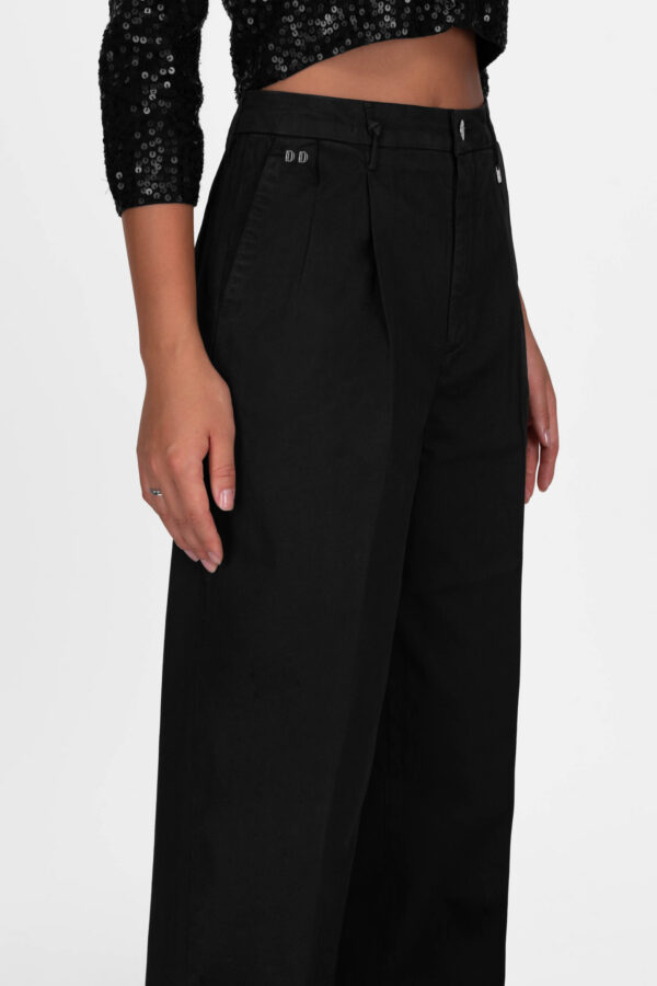 Sartoria Tramarossa PANTALONE AURELIA WIDE LEG IN GABARDINA DI COTONE NERO