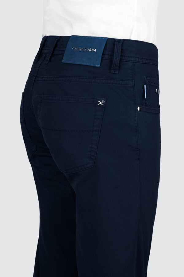 Sartoria Tramarossa PANTALONE LEONARDO BUTTONS REGULAR IN BULL DI COTONE BLU SCURO