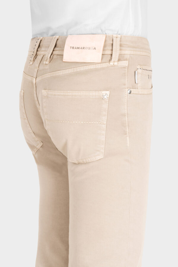 Sartoria Tramarossa PANTALONE LEONARDO BUTTONS REGULAR IN BULL DI COTONE BEIGE