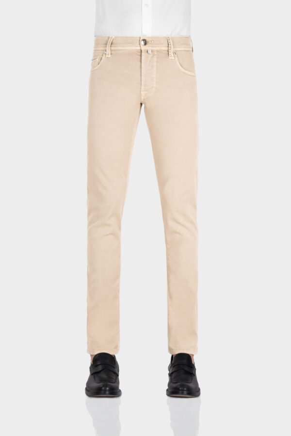 Sartoria Tramarossa PANTALONE LEONARDO BUTTONS REGULAR IN BULL DI COTONE BEIGE